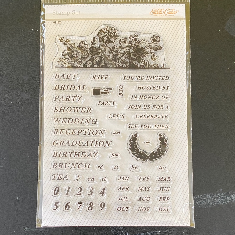 Silhouette Floral and Text Stamp Set - Black